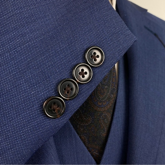 Lauren Ralph Lauren Men's 2-pc Blue Birdseye Classic-Fit Wool Jacket Vest 42R - Picture 6 of 11